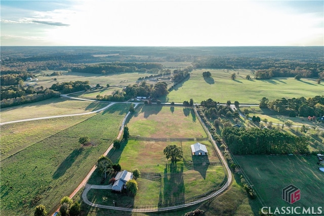 drone / aerial view with a rural view