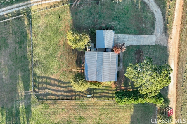 aerial view featuring a rural view