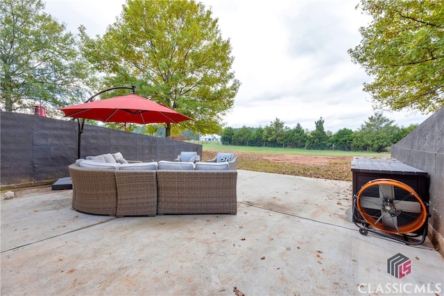 view of patio / terrace with an outdoor living space