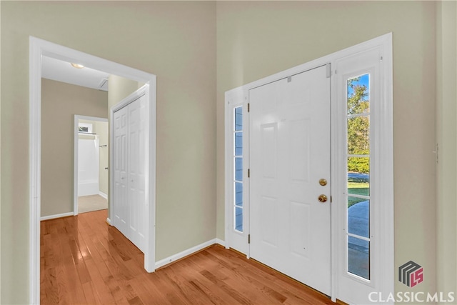 foyer featuring light wood-type flooring