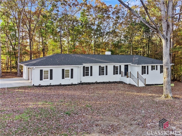 view of single story home