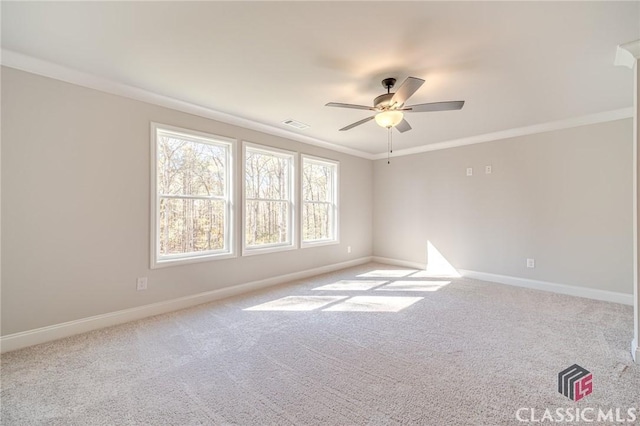 empty room featuring carpet, ceiling fan, and high vaulted ceiling