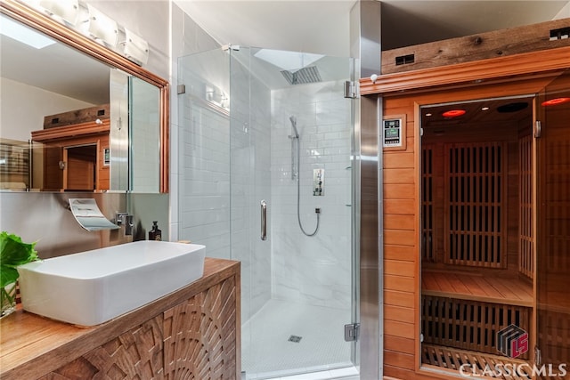 bathroom featuring sink and walk in shower