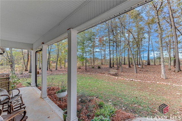 view of yard with a porch