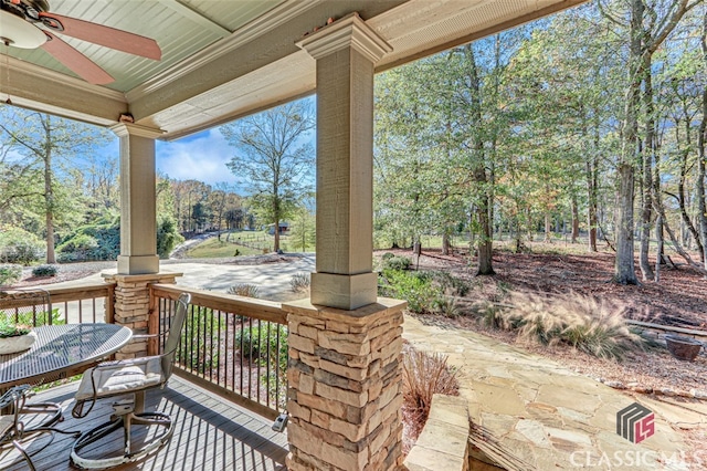 view of patio / terrace featuring a porch and ceiling fan