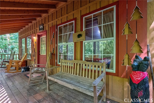 wooden deck with covered porch