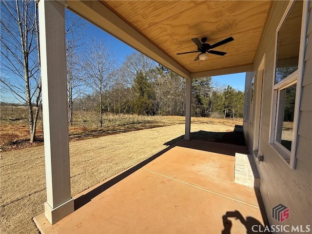 view of patio / terrace featuring ceiling fan