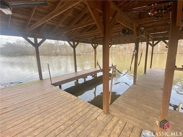 view of dock featuring a water view