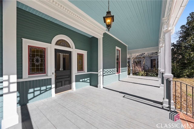 deck featuring a porch