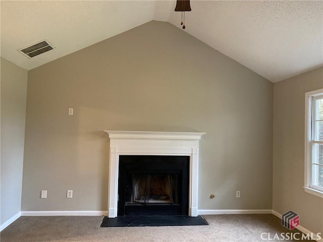 details with ceiling fan and carpet floors