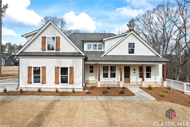 modern farmhouse featuring a porch