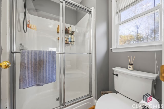 bathroom featuring toilet and walk in shower