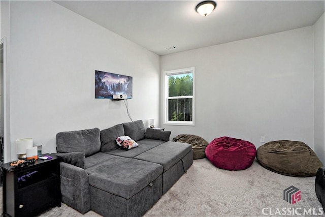 living room with carpet floors