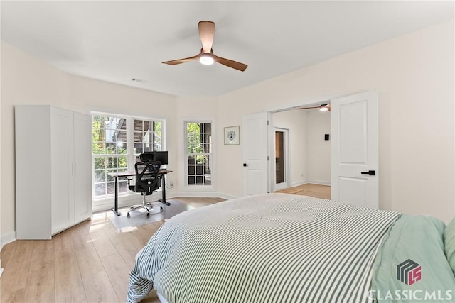 bedroom featuring light hardwood / wood-style flooring