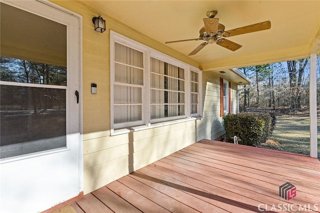 deck featuring ceiling fan