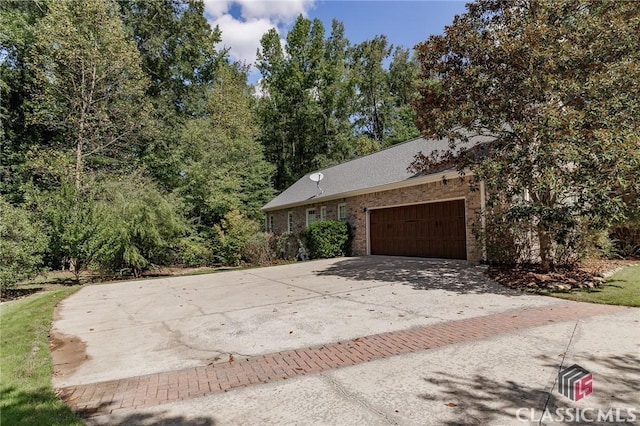 exterior space featuring a garage