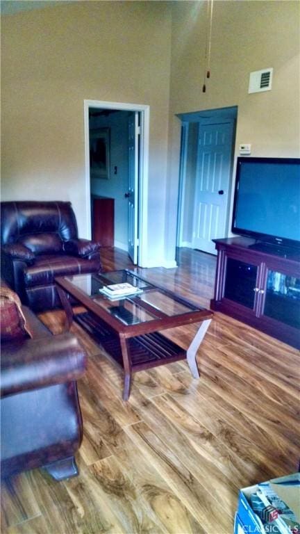 living room with hardwood / wood-style flooring