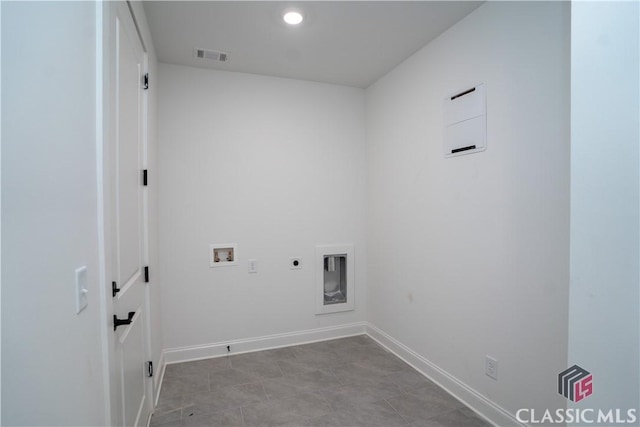 laundry area with electric dryer hookup and hookup for a washing machine