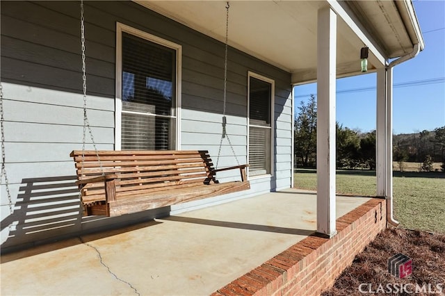 view of patio featuring covered porch