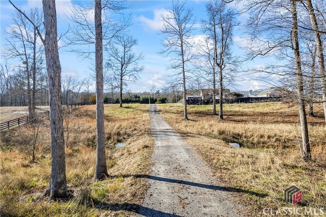 view of street with a rural view