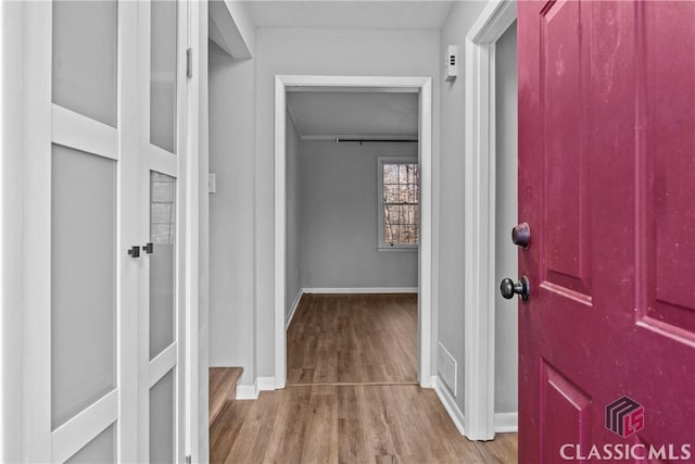 interior space with light hardwood / wood-style floors