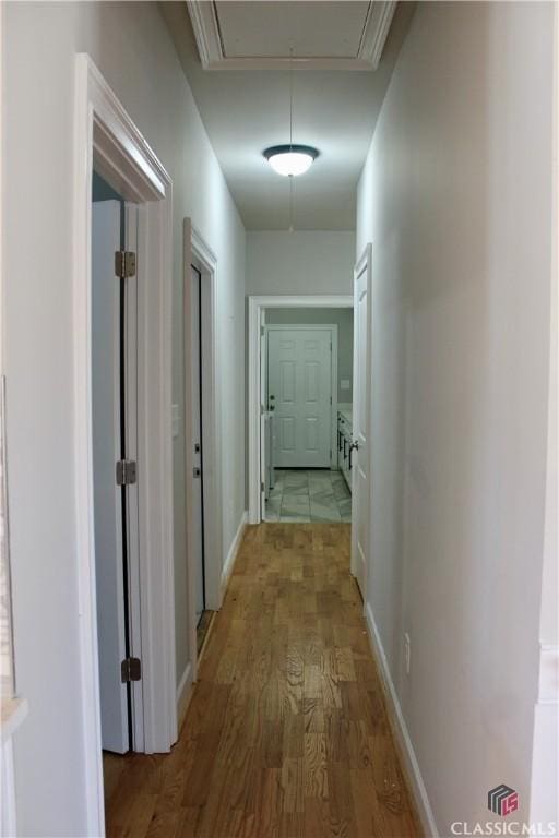 corridor featuring light hardwood / wood-style flooring