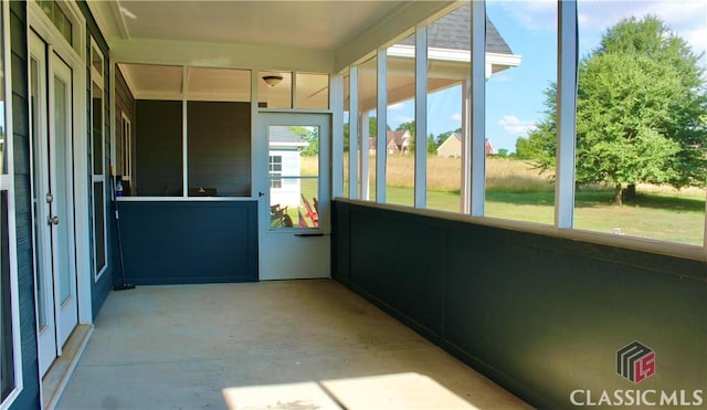 view of unfurnished sunroom