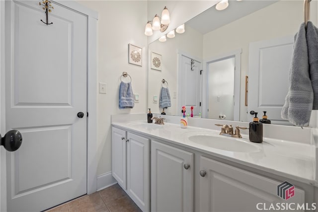 bathroom featuring tile patterned floors and vanity