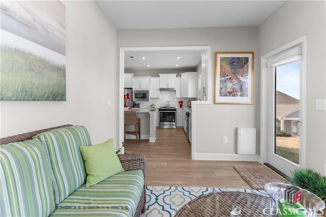 living room with light wood-type flooring