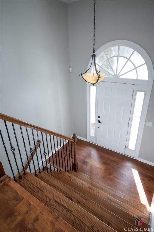 entryway with dark wood-type flooring