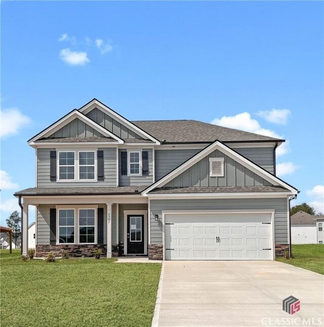 craftsman inspired home featuring a garage