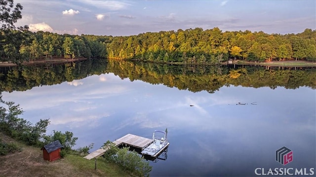 view of dock featuring a water view