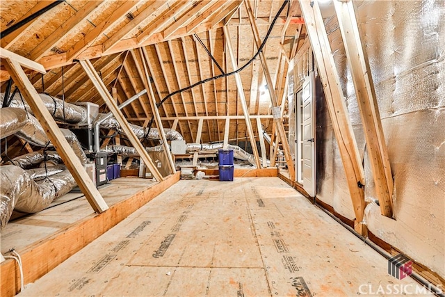 view of unfinished attic