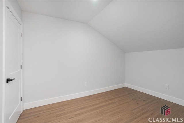 additional living space featuring lofted ceiling and wood-type flooring