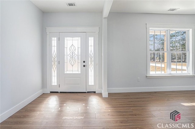 foyer with hardwood / wood-style floors