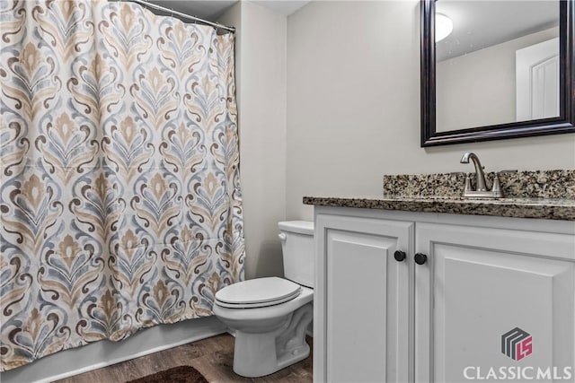1750 Ryland Hills Dr, Watkinsville, GA 30677 - bathroom featuring toilet, vanity, and wood finished floors