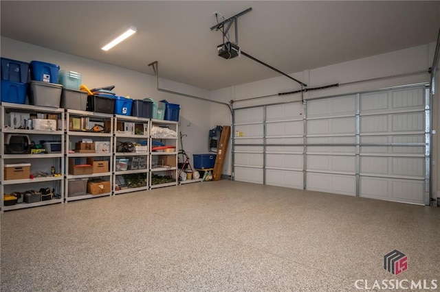 garage with a garage door opener