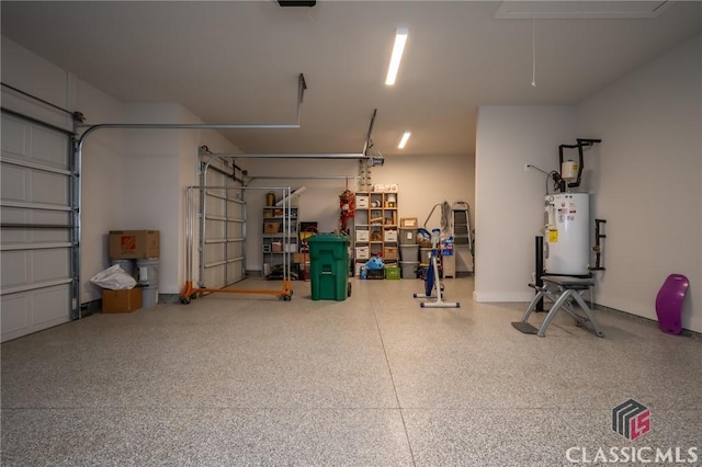 garage with electric water heater