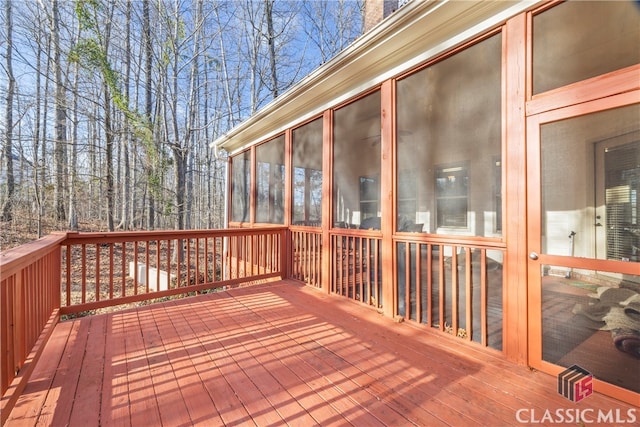 deck featuring a sunroom