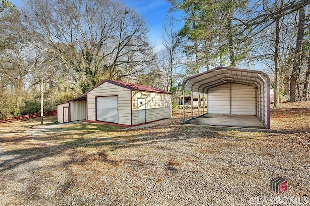 garage with a carport