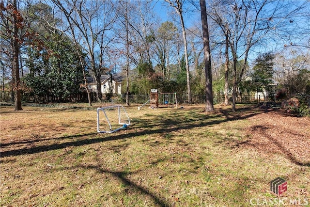 view of yard featuring a playground