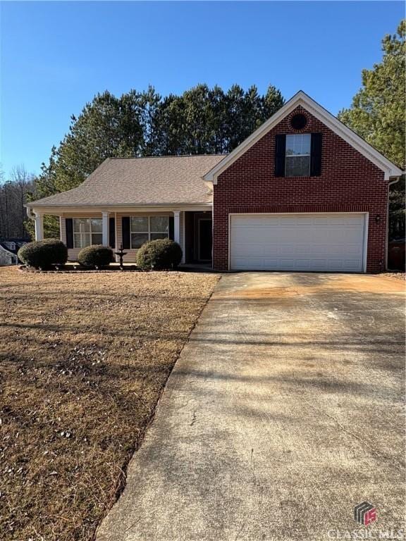 single story home with a garage