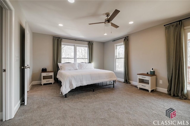 bedroom with carpet and ceiling fan