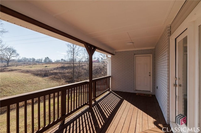 deck featuring a rural view