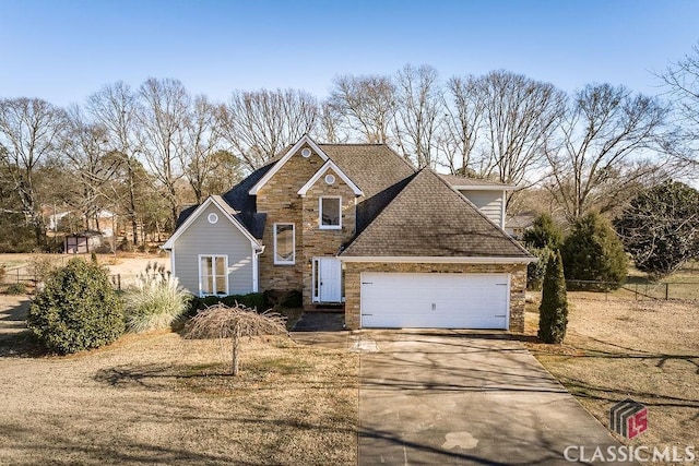 view of front property with a garage