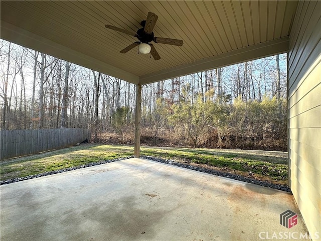 view of patio with ceiling fan