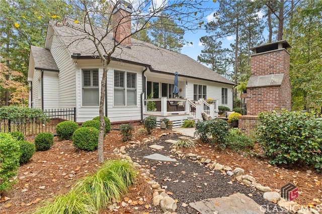 view of front of home with a deck