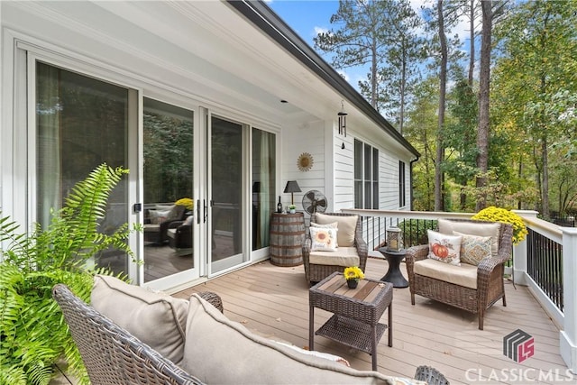 deck featuring an outdoor living space