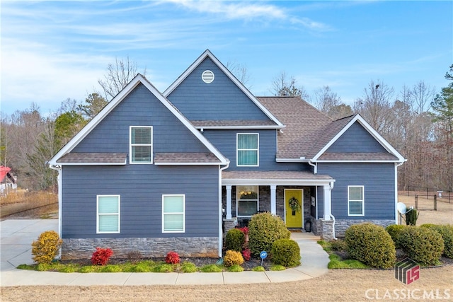 craftsman inspired home with a porch