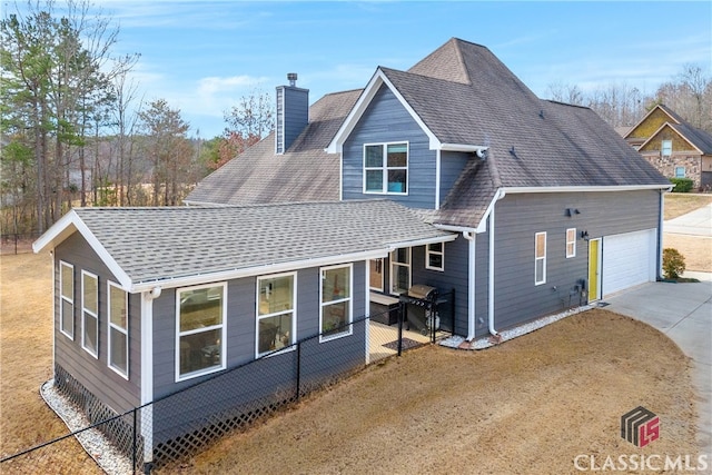 exterior space with a garage